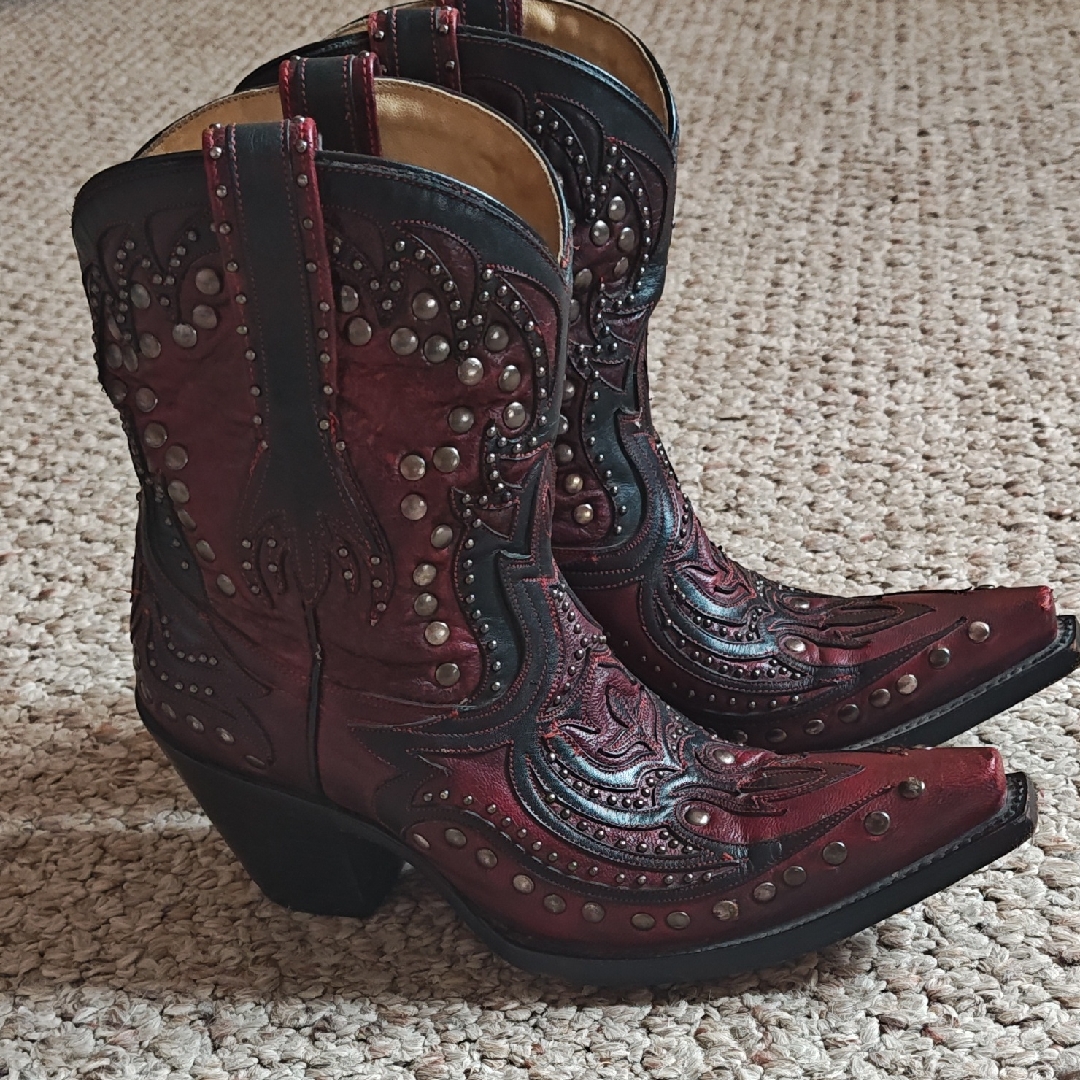 Corral Rare Red And Black Studded Heeled Boots